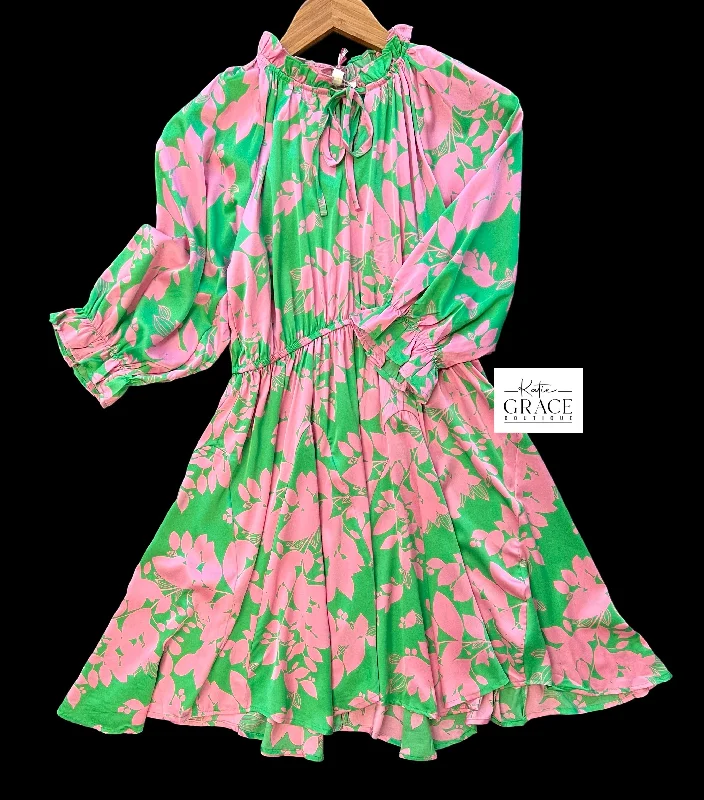 Fashionable Tops for Women "Loli" Floral Satin Dress