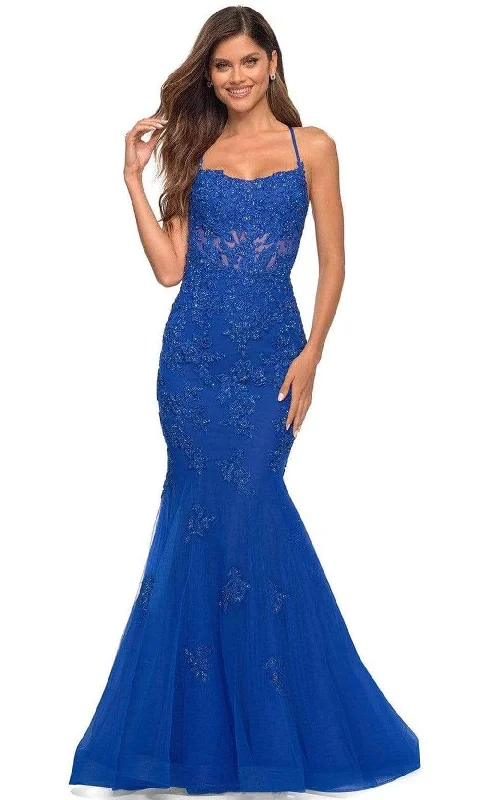 Sophisticated Women’s Fashion La Femme - 30621 Scoop Embellished Trumpet Gown