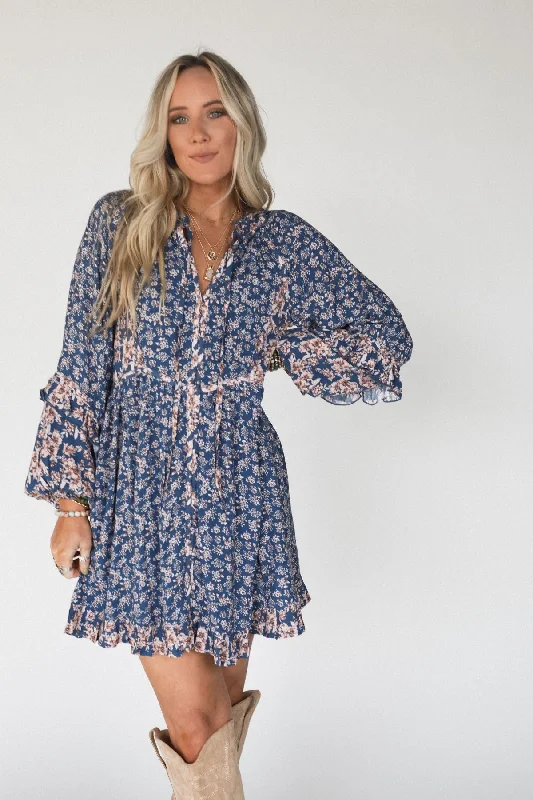 Online Clothing Boutiques Alvina Floral Dress - Navy