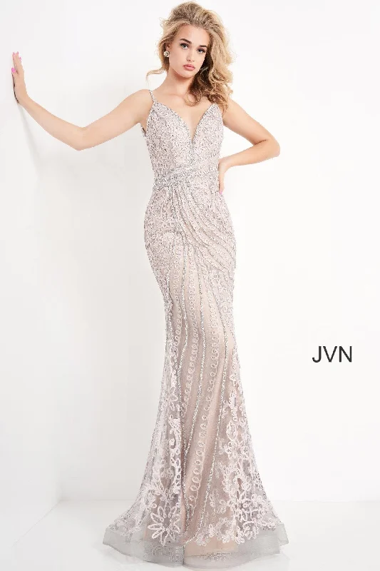 Trendy Women's Wear Jovani 04514 Open Back Embellished Long Evening Dress