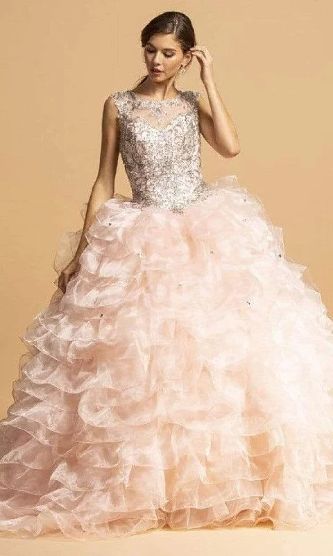 Chic Outfits Aspeed Design - L2156 Beaded Applique Ruffled Ballgown