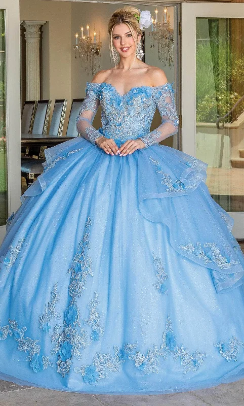 Contemporary Women’s Clothing Dancing Queen 1667 - Long Sleeve Quinceanera Ballgown