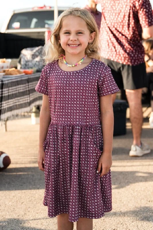 Clearance Sale, All Cheap Youth-Girls Dress-Texas Maroon And Grey