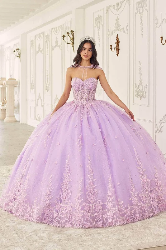 Chic And Comfortable Ladivine 15723 - Cape Embellished Ballgown