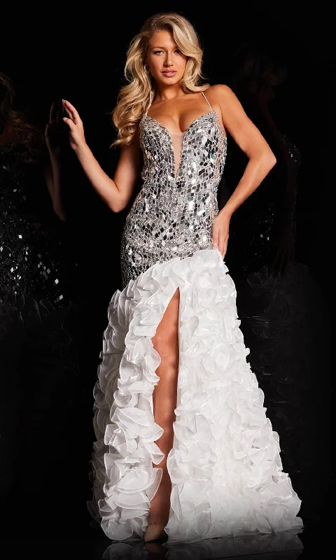 Season Sale Jovani 37588 - Ruffle Trumpet Prom Gown