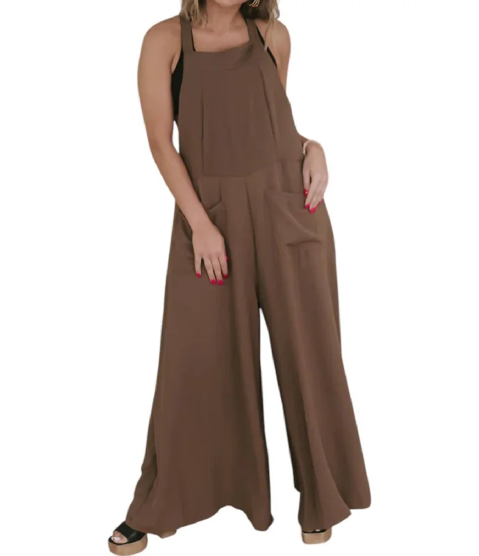 Online Boutique Stores Good Day Drawstring Jumpsuit In Chocolate