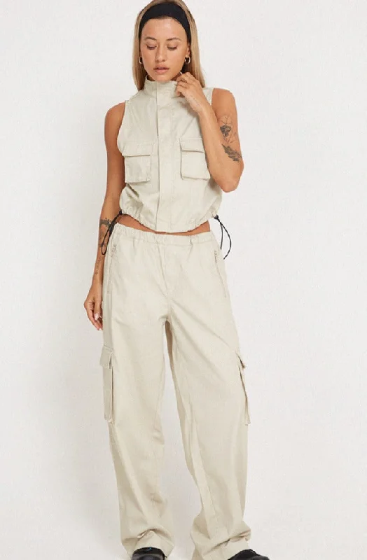 Sophisticated Style Motel Rocks Oriells Cargo Trouser in Dark Ivory