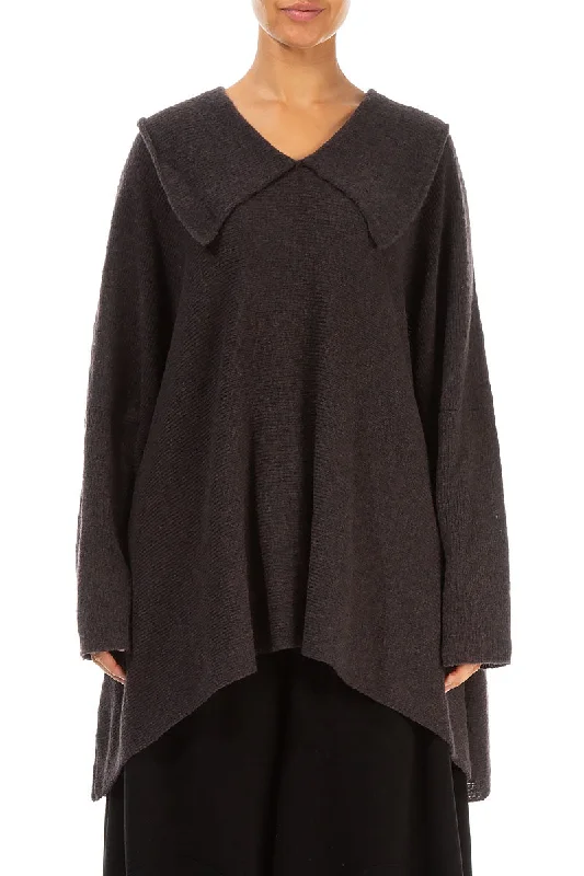 Casual Dresses for Women Relaxed Collar Chocolate Wool Sweater