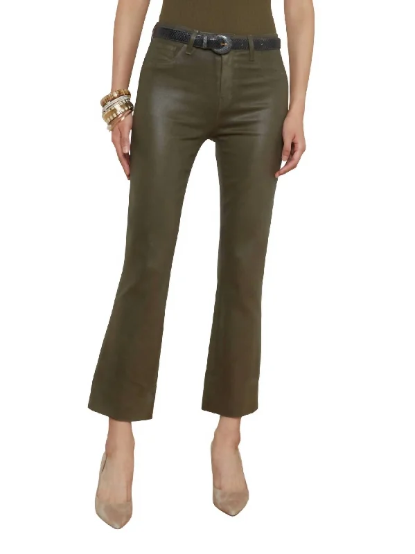 Chic Women’s Clothing Wanda Coated Cropped Flare Pant In Green