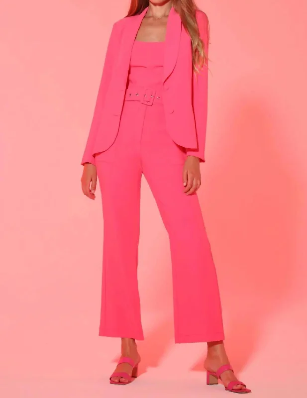 Timeless Elegance Redefined Toni High Rise Belted Trousers In Flamingo