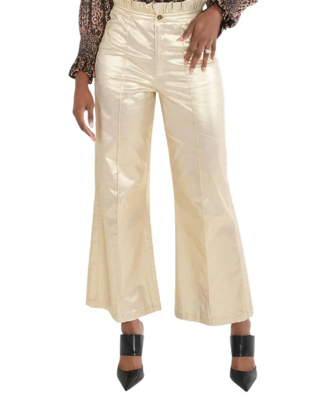 Trendy Women’s Dresses Online Ruffle Flare Pant In Gold Rush