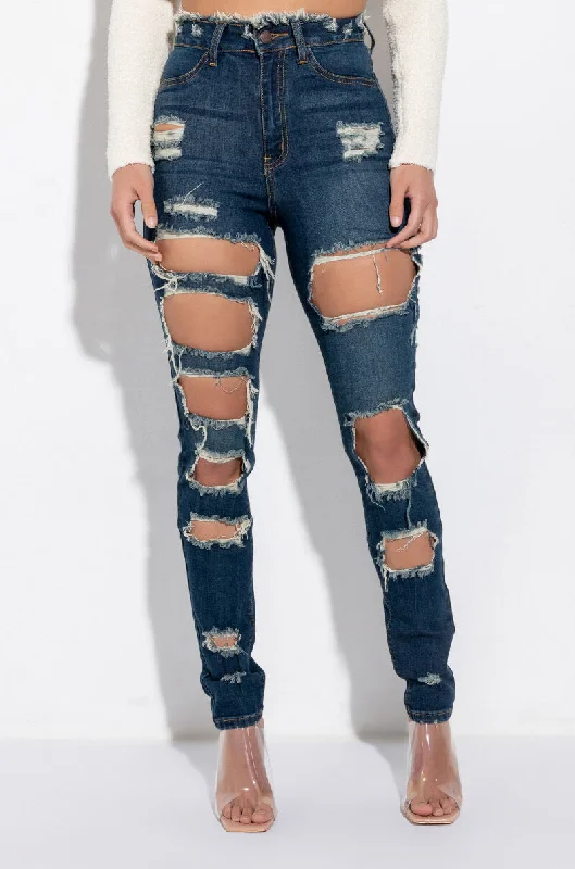 Trend Setting Wardrobe SEXY DENIM HIGH RISE DENIM DARK BLUE DENIM