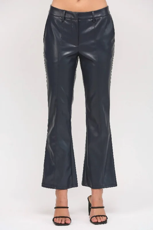 Bold Fashion Faux Leather Pant In Navy