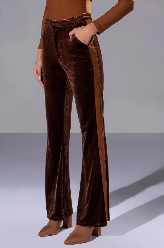 Online Boutiques Clothing GABRIELLE VELVET FLARE TROUSER