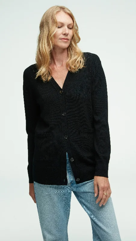 Stylish Looks Everyday Cardigan in Merino Wool | Black