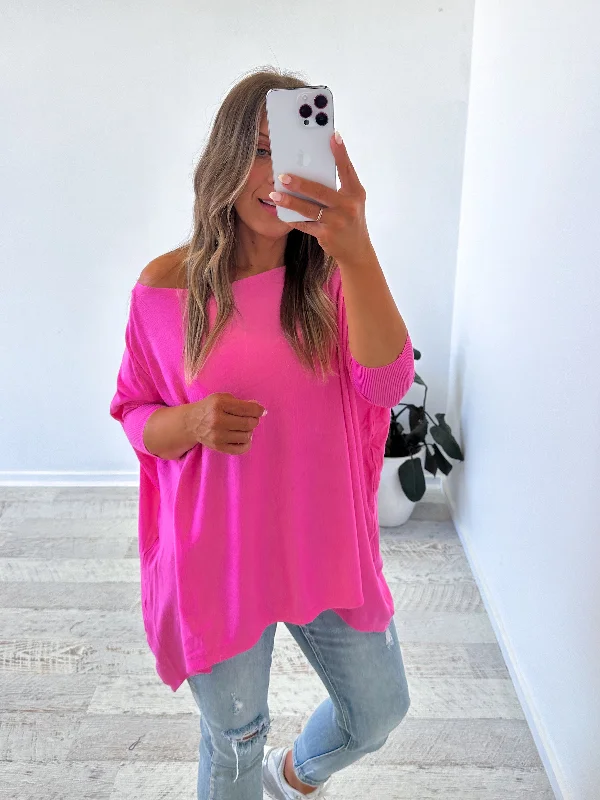 Relaxed Fit Women’s Fashion Scout Knit - Hot Pink