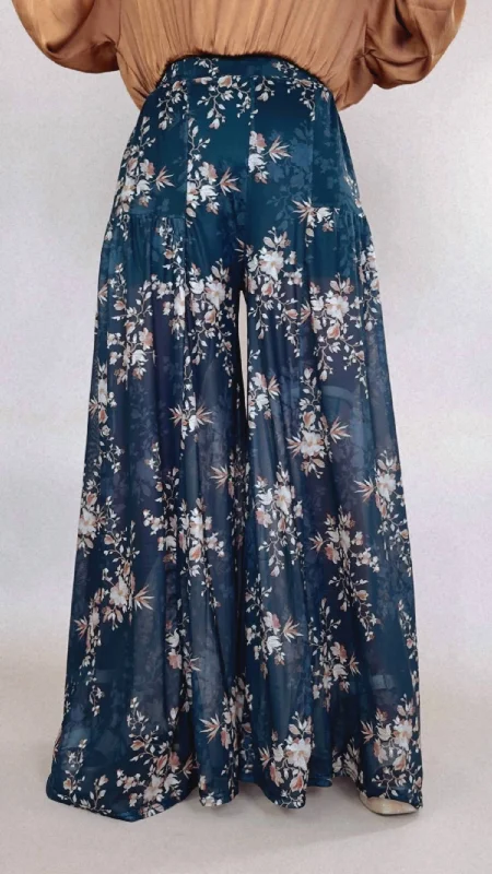 Flash Sales This Week Forever Floral Mesh Wide Leg Pant In Blue