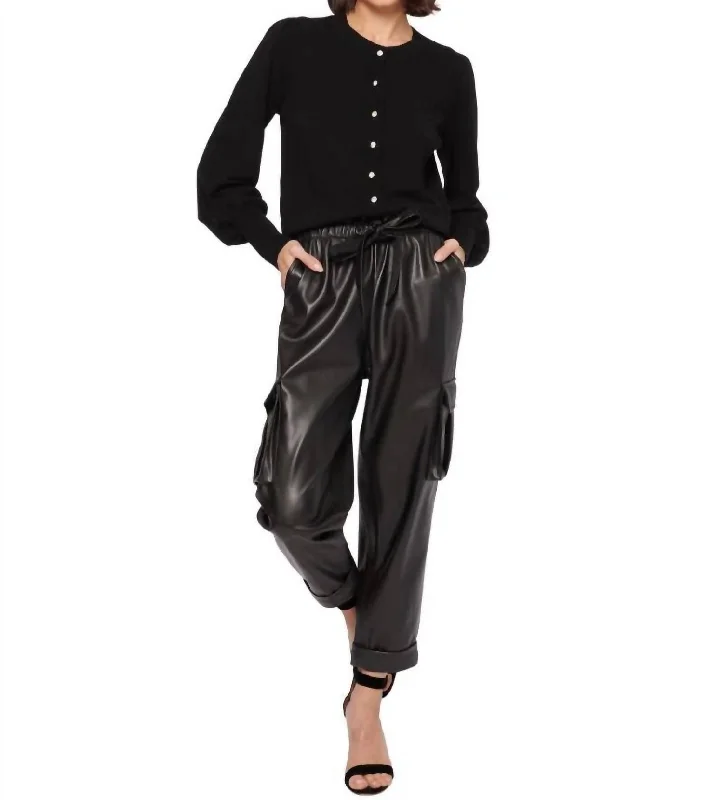 Women’s Street Style Casual Wear Addy Vegan Leather Pant In Black