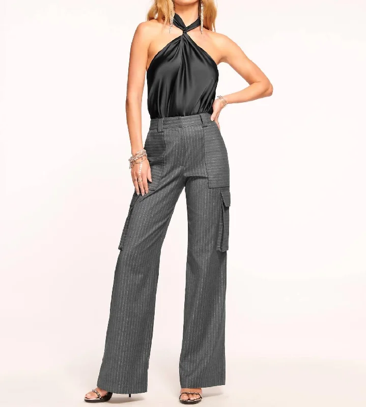 Trendsetting Threads Noa Pant In Charcoal Pinstripe