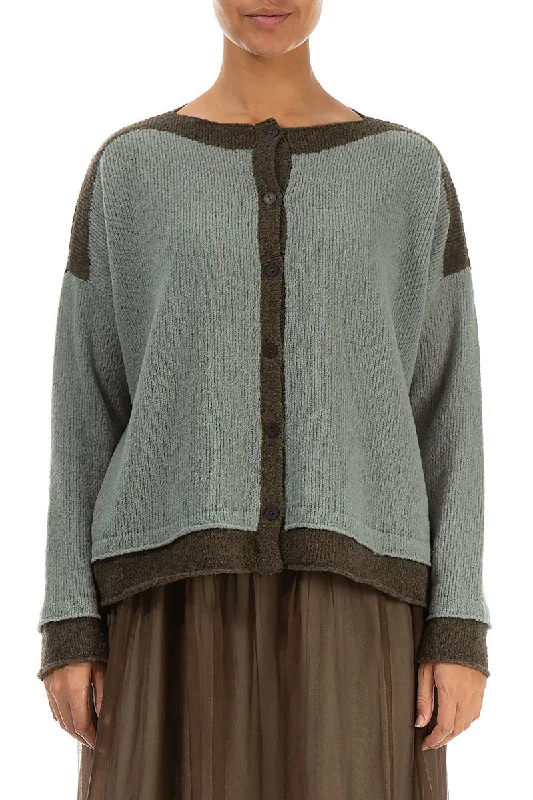 Weekend Sale Khaki Edge Pistachio Wool Cardigan