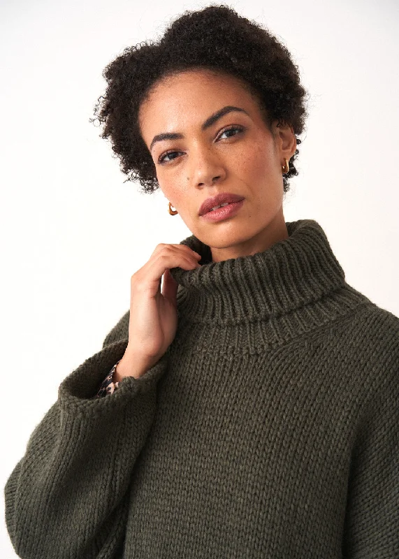 Premium Fabrics BRIAR CHUNKY ROLL NECK SWEATER - GREY GREEN