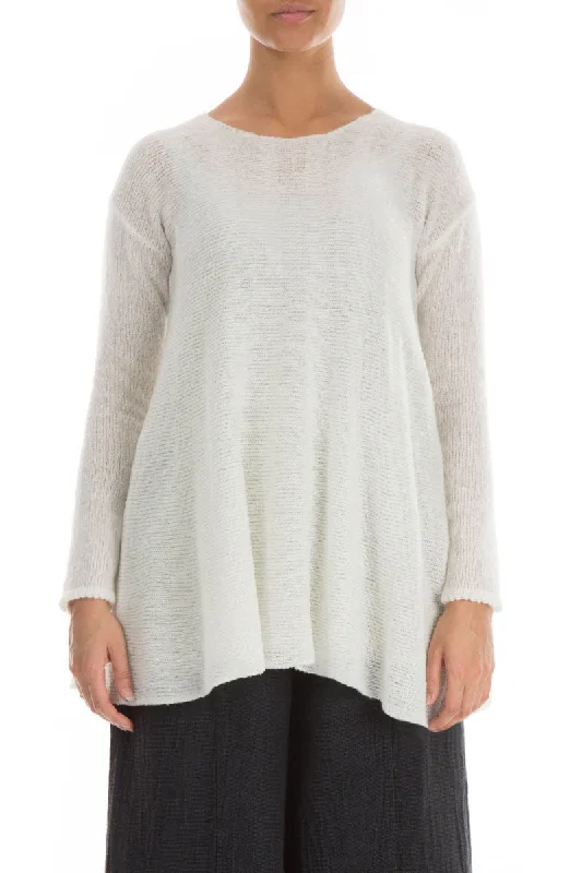 Relaxed Fashion Flowy White Wool Sweater