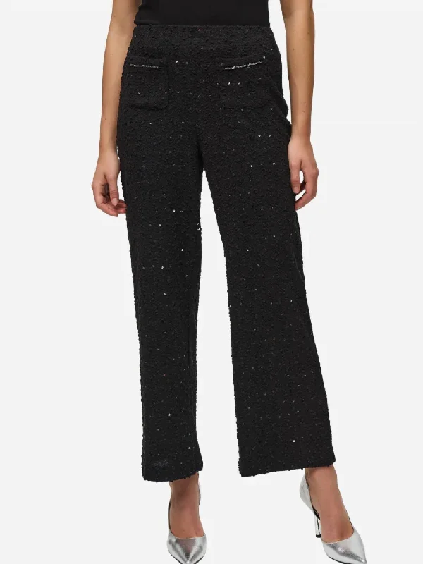 End Of Season Clearance Sequins Boucle Pants In Black