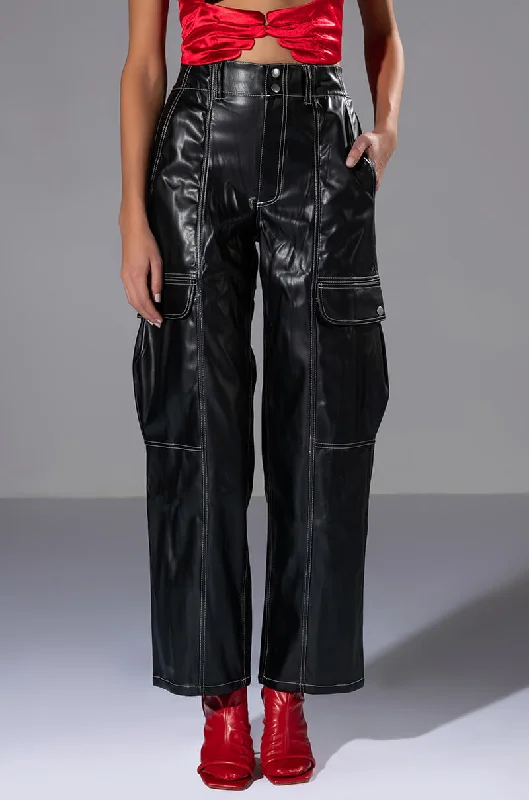 Clothing Brands FASHIONABLY LATE FAUX LEATHER RELAXED FIT PANT