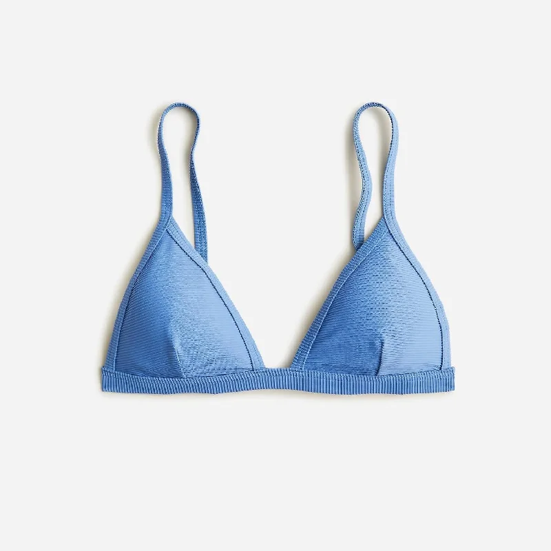 Graceful Fashion Ribbed Triangle Bikini Top In Blue