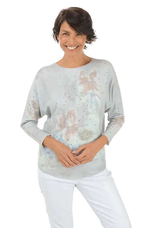 Fashion Forward Hazy Jeweled Dolman Sleeve Sweater