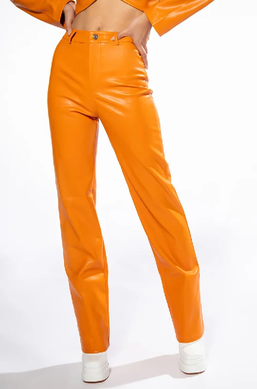 Daily Deals TE QUIERO HIGH RISE VEGAN LEATHER STRAIGHT LEG PANTS