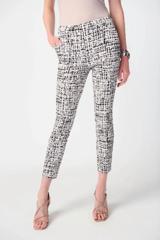 Fashion-forward Women’s Wear Abstract Print Millennium Pull-On Pants In Vanilla/multi