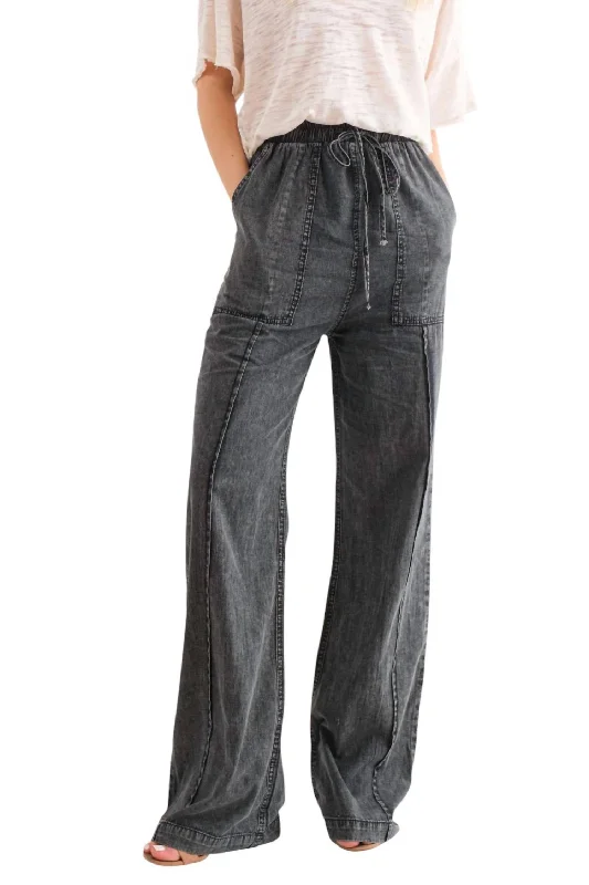 End Of Season Sale Clothing Feeling Alive Chambray Pants In Charcoal