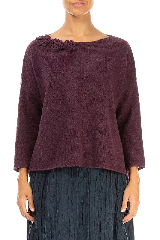 Women’s Casual Dresses Rosette Mulberry Wool Sweater