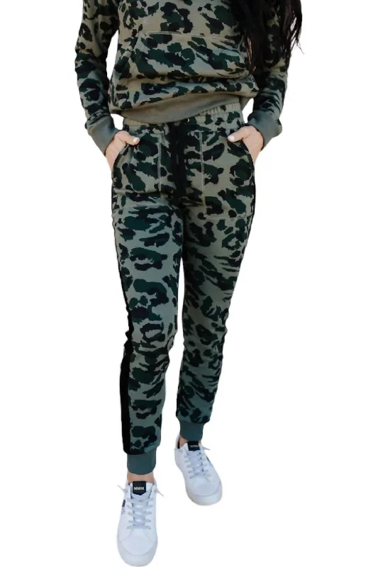 Relaxed Style Everyday Essential Joggers In Moss Leopard