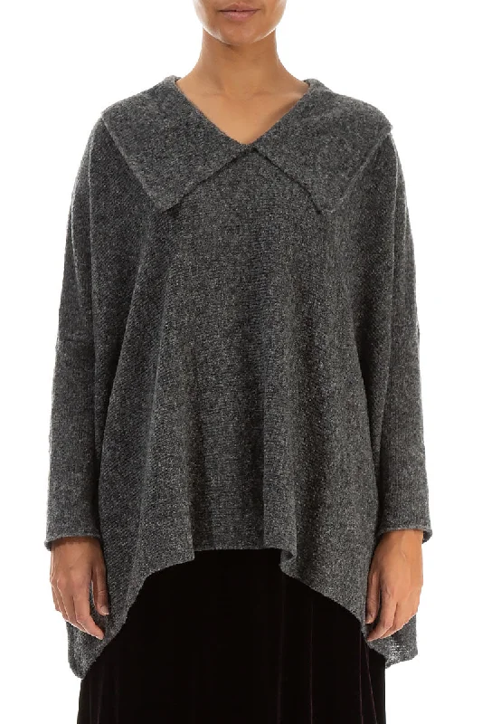 Unbeatable Prices Relaxed Collar Grey Wool Sweater