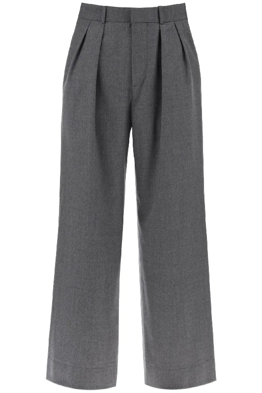 Early Bird Offer Wardrobe.Nyc Women's Wide Leg Flannel Trousers For Men Or