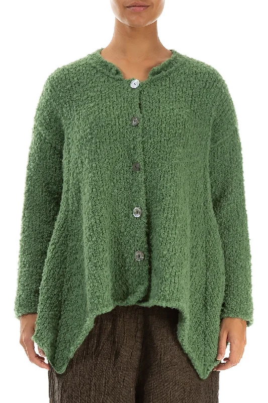 Early Bird Offer Buttoned Sage Green Alpaca Wool Cardigan