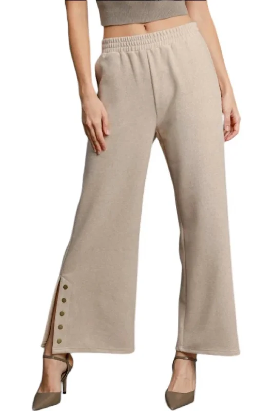 Sale For Women Ribbed Knit Wide Leg Pants In Mocha