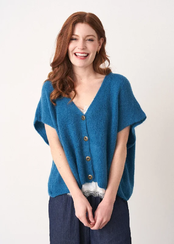 Women's Clothing Boutique ELIA OVERSIZED KNITTED WAISTCOAT - BLUE