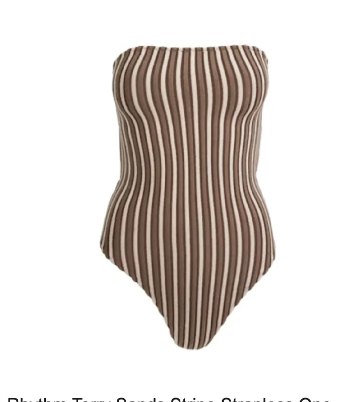 Trendy Fashion For Women Terry Sands Stripe Strapless One Piece In Coocoa