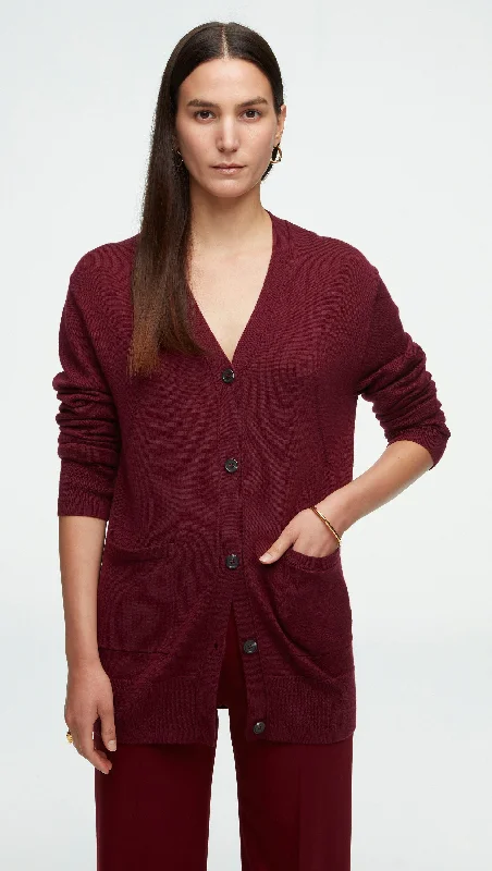 Casual Chic Everyday Cardigan in Merino Wool | Merlot