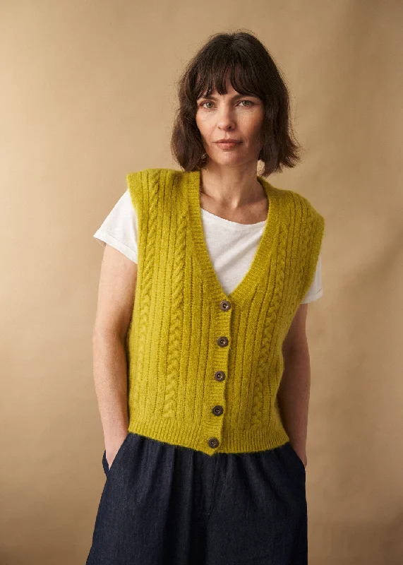 Chic Wardrobe Essentials LEWIS KNITTED WAISTCOAT - ACID YELLOW