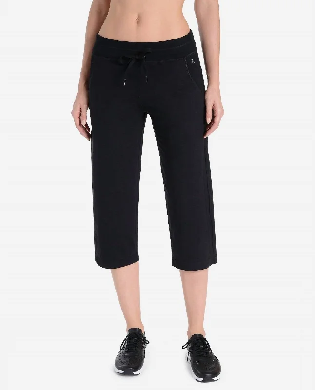 Trend Leading Collection Essentials Drawcord Crop Pants In Rich Black