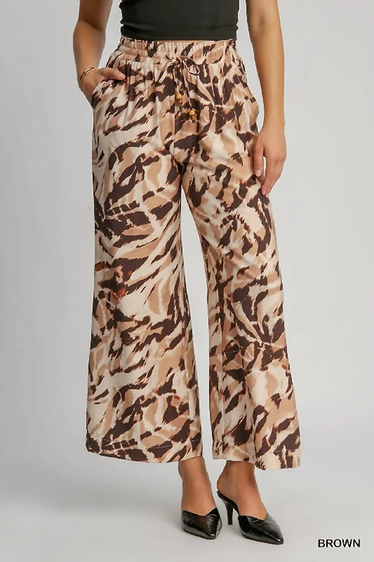 Online Boutiques Affordable Animal Print Pants In Brown