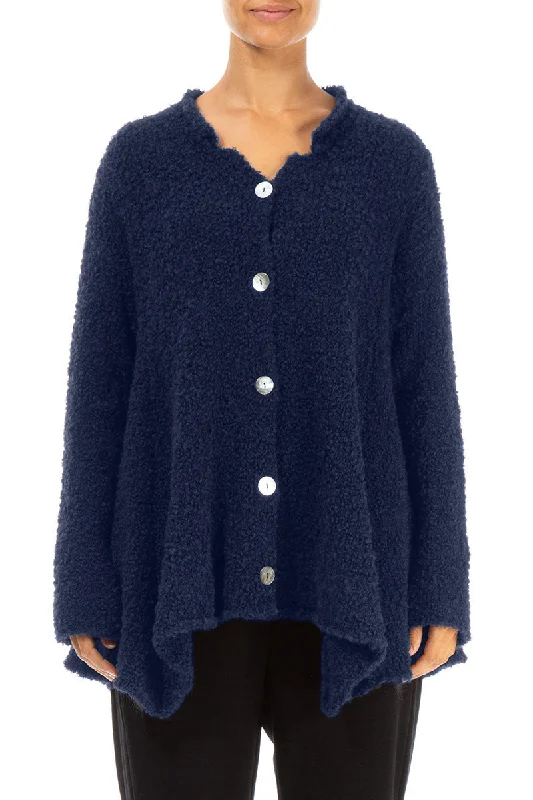 Discount Price Buttoned Blue Violet Alpaca Wool Cardigan