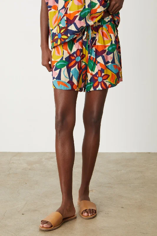 Vibrant Styles JOSIE PRINTED LINEN SHORT