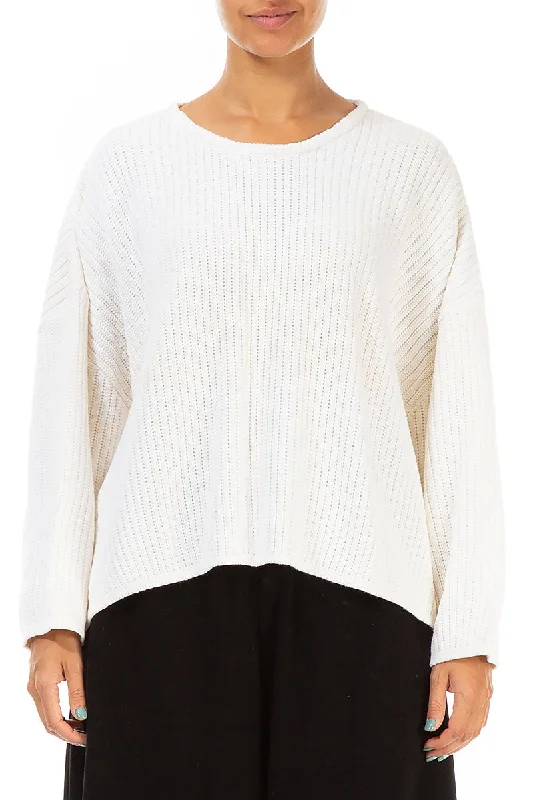 Clearance Event Boxy White Cotton Sweater