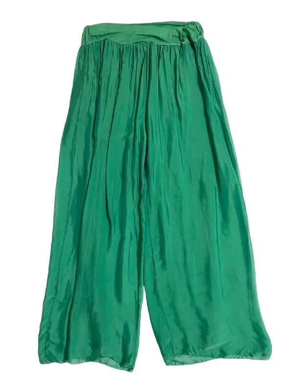 Early Bird Offer Women's Silk Blend Palazzo Pants In Green