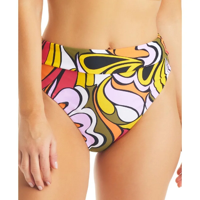 Relaxed Style Womens Printed High-Rise Swim Bottom Separates